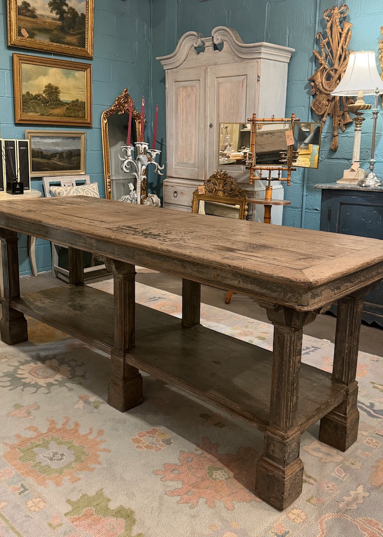 <b>French Oak Drapers Table</b><br>approx. 32 tall x 88 long x 29.5 deep inches<br>circa 19th cen., France