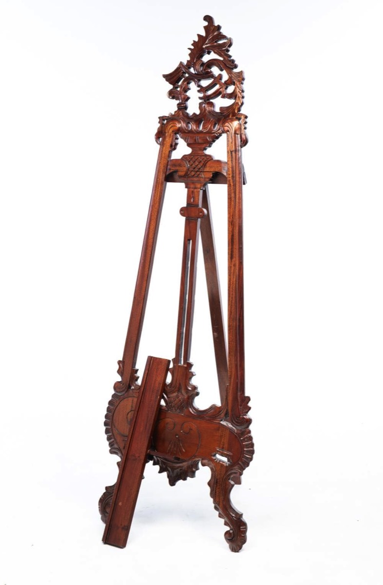 <b>Mahogany Parlor Easel</b><br>approx. 63 x 21 inches<br>circa late-20th cen.