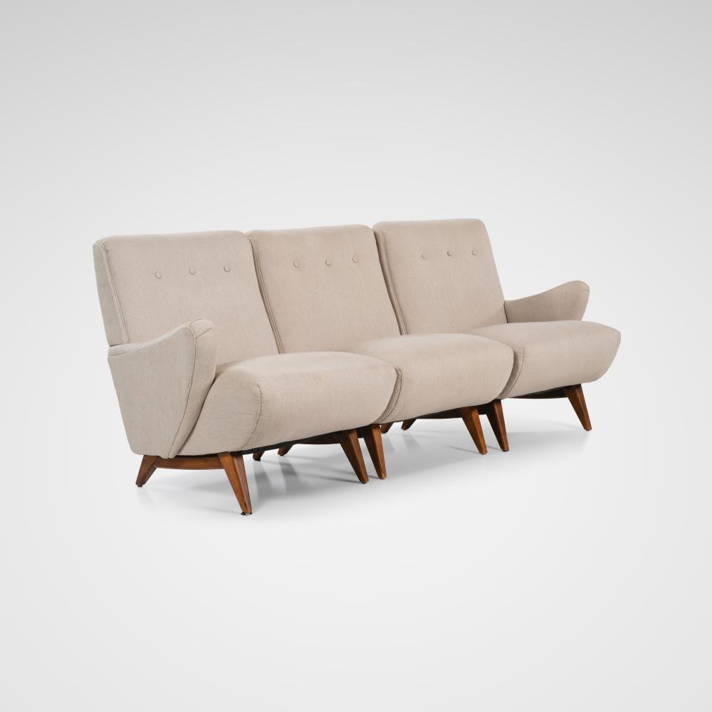 <b>Mid-Century Modern Sectional Sofa</b><br> approx. 31.5 tall  x 24.5 wide x 33 inches deep (each)<br> circa mid-20th cen., USA