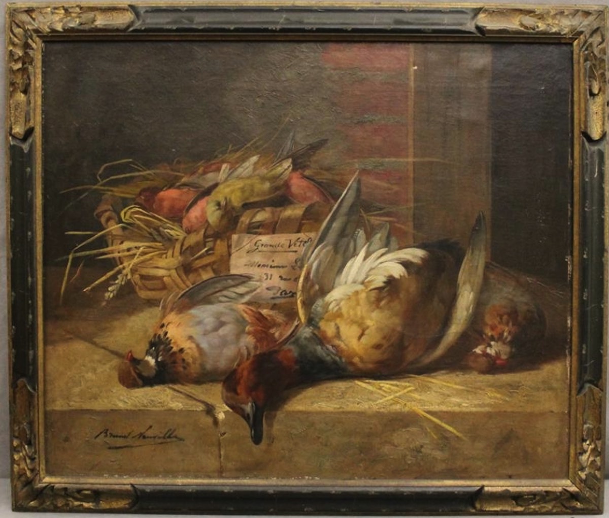 <b>Still Life w/Game</b><br> approx. 27 x 25 inches<br> circa 19th or 20th cen., France