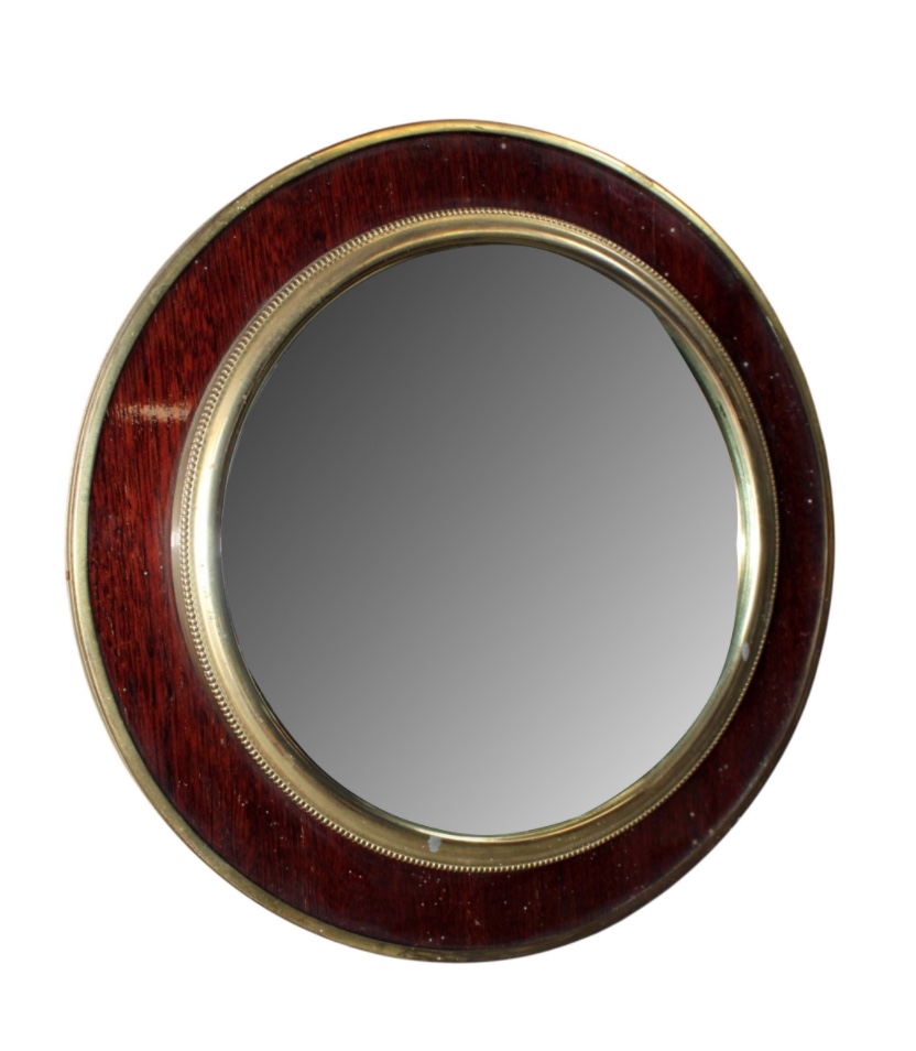 <b>French Butler’s Mirror</b><br> Convex glass approx. 13-inche diam.<br> circa mid-20th cen., France