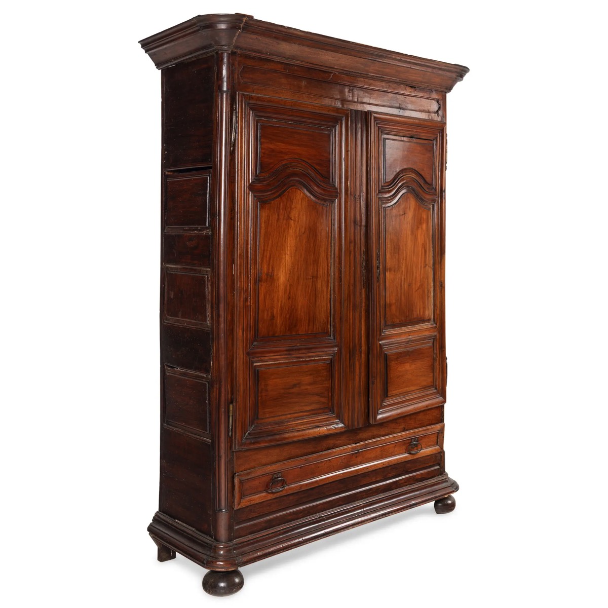 <b>Carved Walnut Armoire</b><br>  approx. 96 tall x 70 wide x 21 inches<br> circa 18th cen., Germany or Holland 
