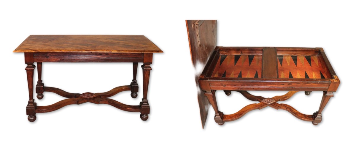 <b>French Walnut Game/Writing Table</b><br> approx. 27 tall x 48 wide x 25 inches<br> circa 19th cen., France