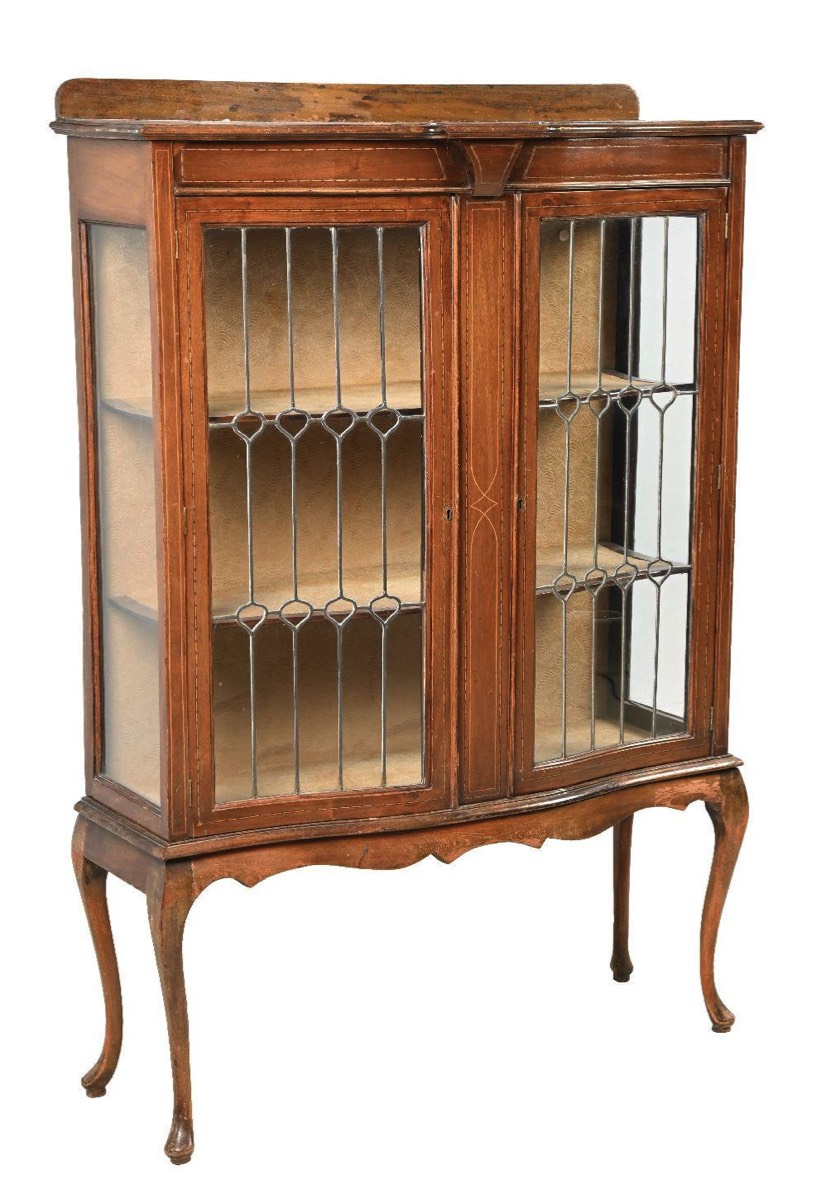 <b>Walnut Display Cabinet</b><br> approx. 62.25 tall x 40.5 w x 14 inches deep<br> circa 1900, USA