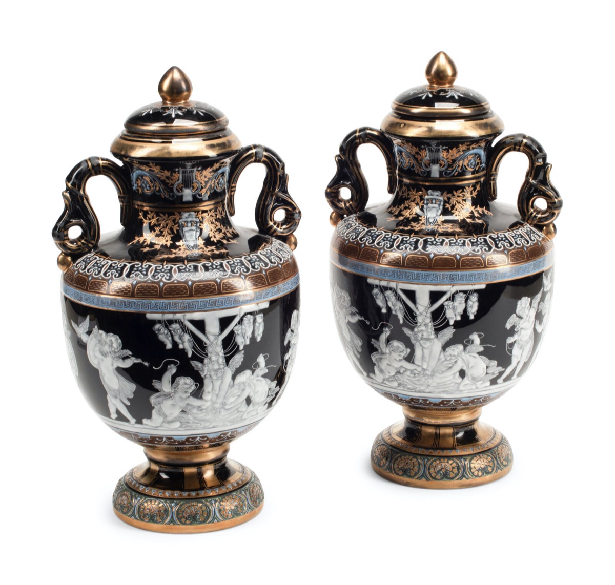 <b>Minton-Style Porcelain Vases</b>, 15 x 9 diam.