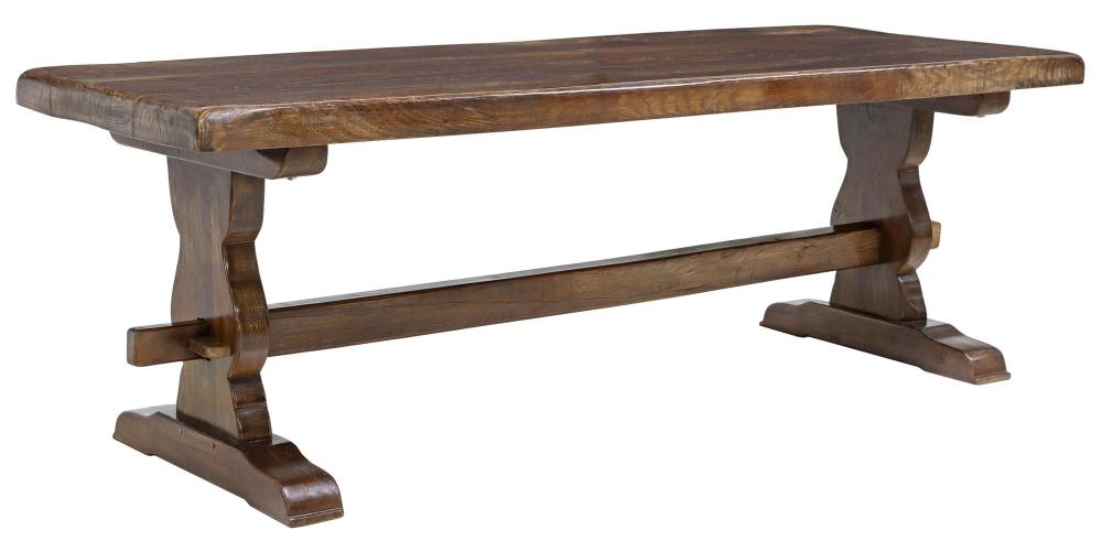 <b>French Provinical Planktop Trestle Table</b>, approx. 29 x 85 x 32, cir. 20th cen.