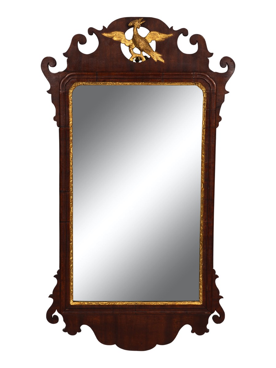 <b>Chippendale-Style Carved Mahogany Mirror</b><br> approx. 30.5 in. T x 16.5 in.<br> circa 19th cen., USA  