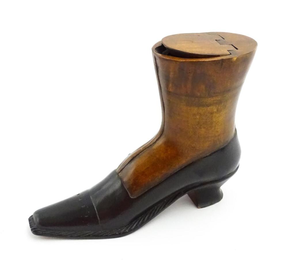 <b>Shoe-Form Snuff Box</b><br>approx. 4.5 in. tall, circa 1900, UK